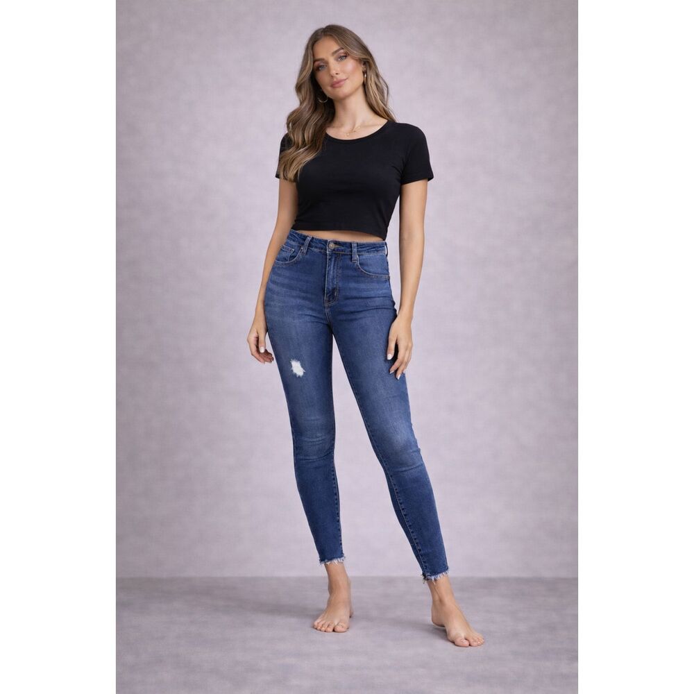 SPANX Ankle Distressed Raw Hem Skinny Jeans – Size M
